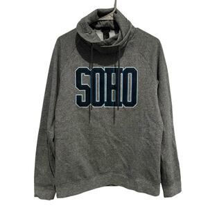 Soho Sweatshirt H&M Women’s Medium Collegiate Varsity Grey Blue Funnel‎ Hoodie